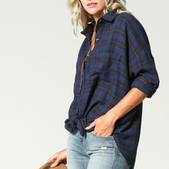 Tartan plaid flannel oversized button down shirt - Picture 5 of 6